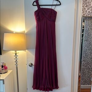 Carmen Marc Valvo One-Shoulder Plum Dress